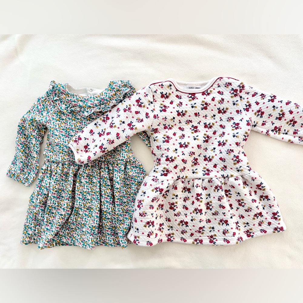 Petit Bateau 2T Long Sleeve Floral Dresses | Set of 2